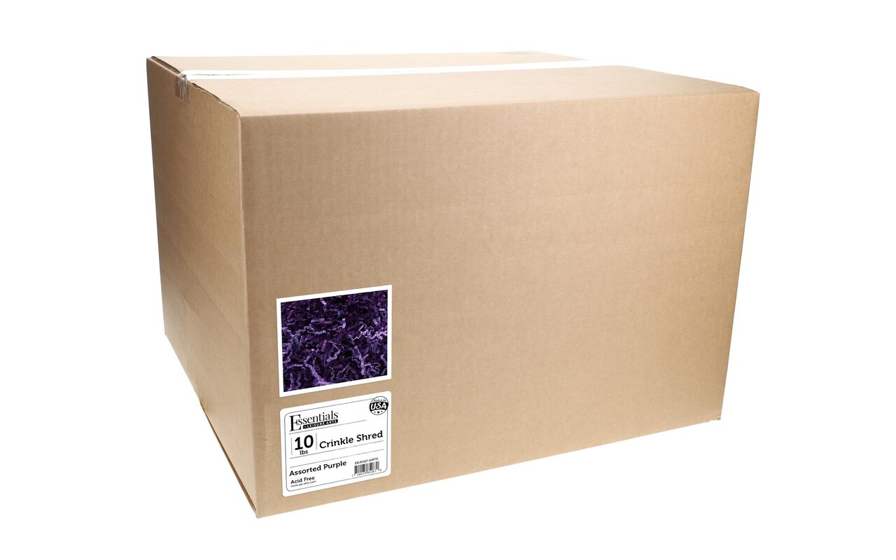 Essentials by Leisure Arts Crinkle Shred Box, Assorted Purple, 10lbs Shredded Paper Filler, Crinkle Cut Paper Shred Filler, Box Filler, Shredded Paper for Gift Box, Paper Crinkle Filler, Box Filling